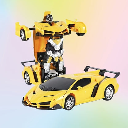 Transforming RC Stunt Car Robot for Kids – One-Button Deformation 360 Drift 2.4GHz Remote Control Toy with LED Lights Boys Gift Ages 3+ (Red/Blue/Yellow)