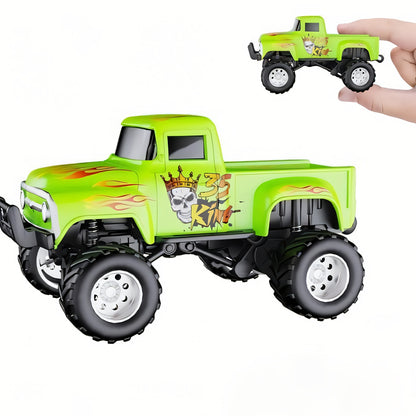 RC Monster Truck 1:64 Scale Alloy Shell with LED Lights | Multi-Control Modes, Adjustable Speed & Steering | Mini Off-Road Toy Car for Kids Adults
