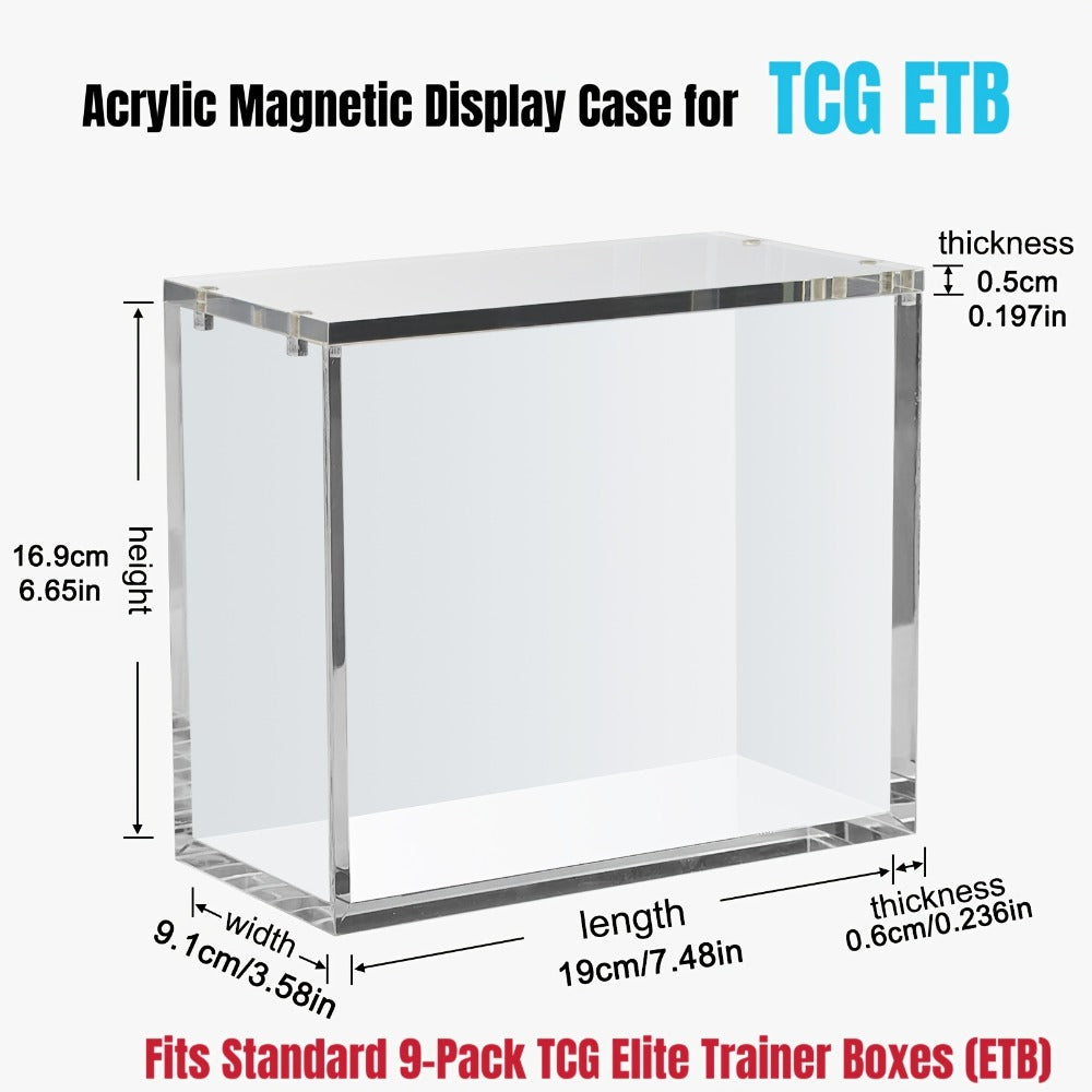 Pokemon Acrylic Display Case with UV Protection – 6MM Thick Crystal Clear Case for Booster Box & Elite Trainer Box, Self-Closing Cover, Polished Corners, Collector Gift