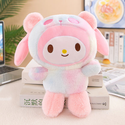 () Sanrio 5pcsKawaii Hello Kitty, Kuromi, Melody, and Gudetama Tie-Dye Plush Toys Ideal for Room Decor, Birthday Gifts, and Holiday Presents for Christmas, Thanksgiving, Halloween, and More.