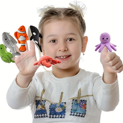 6pcs Finger Puppets Set, Cute Sea Animal Finger Puppet For Role-Playing Mini Hand Puppets Suitable For Kids, Sea Animal Puppets For Storytelling, Realistic Finger Puppet For Toddlers.