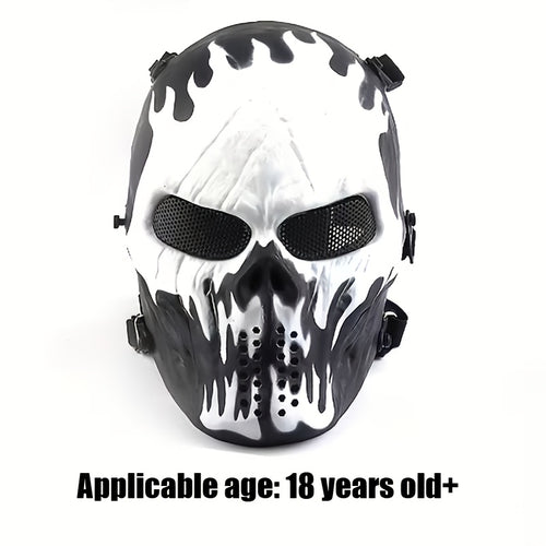[Halloween Costume] Halloween Skeleton Mask - Black And White Camouflage Design for Ages 18+ Durable Polyester Outdoor Cycling, Suitable for Parties, Cosplay, Themed Events, And Role-Playing Accessories Skeleton-Shaped Mask | Halloween Costume