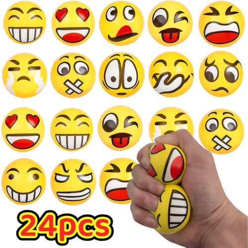 [Stress Relief Toys] 24pcs Mini Squeeze Balls With Random Facial Expression Designs Novelty Stress Relief Toys Fun And Wacky Hand Pressed Popping Toys Ideal For School Carnival Prizes Student Rewards Party Favors And Holiday Giveaways