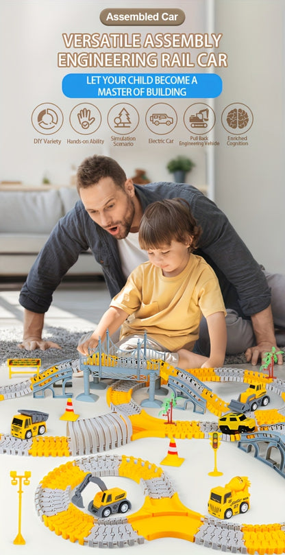 Roller Coaster Track Set 467pcs for Kids Ages 3 4 5 6 7 8 – Electric Race Car DIY Assembly Obstacle Challenge Track Toy STEM Engineering Gift Boys Girls Birthday Christmas