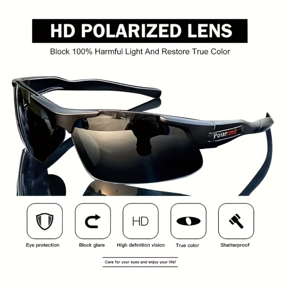 Men's Polarized Sunglasses 3 Pack - Half Frame Anti-Glare Driving Glasses, Wide Frame Lightweight UV400 Fashion Eyewear for Men, Set of 3