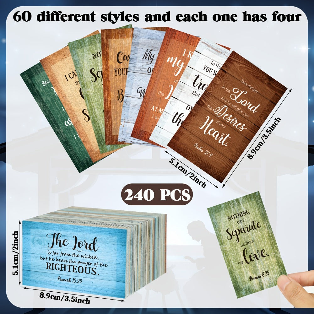 Bible Verse Cards 240 Pcs with Full Scripture | Mini Prayer Cards Bulk | Inspirational Quote Cards for Women Men Students | Christian Religious Gift | Motivational Scripture Cards Classic Style