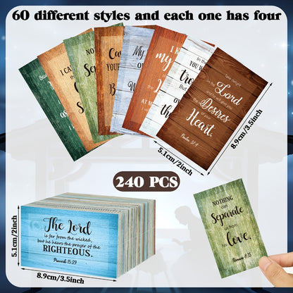 Bible Verse Cards 240 Pcs with Full Scripture | Mini Prayer Cards Bulk | Inspirational Quote Cards for Women Men Students | Christian Religious Gift | Motivational Scripture Cards Classic Style