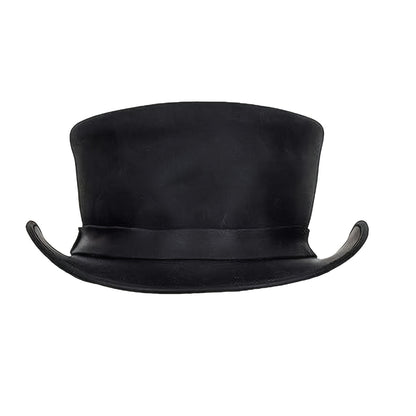 Genuine Leather Top Hat Fashion Gentleman Hat Black Deadman Top Hat for Men Women, Halloween Costume Topper Steampunk Hat, Shapeable Wide Brim, Lightweight Top-Grain Genuine Leather, High Quality &, Handcrafted Headwear, for Festival Unisex Outdoor