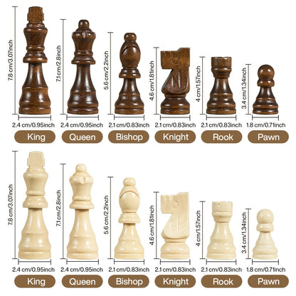 Magnetic Wooden Chess Set for Adults Kids 15 Inches Chess Borad with Handmade Pieces, Folding Portable Travel Unique Chess Game for Tournament Professional Beginner, Birthday And Christmas Gifts