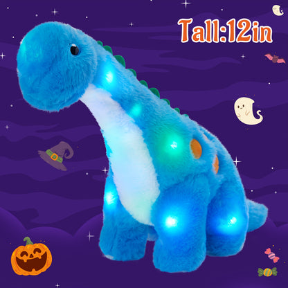 Musical Glowing Blue Dinosaur Plush Toy, Glow In The Dark Stuffed Animal, Mother's Day Gifts, Cute Soft Children's Playing Doll, Dinosaur Theme Birthday Gift Plush Toy for Kids Friends