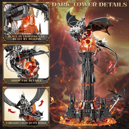 Dragon Castle Building Set Black Dragon Guardian Tower – Dark Fantasy Assembly Model Kit for Adults & Teens, Gothic Magic Tower Display Piece, Halloween Birthday Gift for Dragon & Fantasy Fans