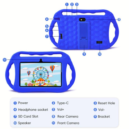 Veidoo Tablet, 7-Inch Android Device, 2GB + 32GB Storage, Wifi Connectivity, IPS Display, Parental Controls, Educational Games, Learning Tablet for Young Children