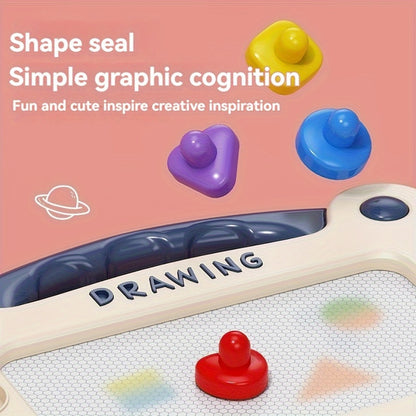 Kids Drawing Board Toy 3-in-1 with Stamps Brush Stand – Magnetic Doodle Art Set for Toddlers Boys Girls Ages 3+ Birthday Easter Christmas Gift STEM Creative Play