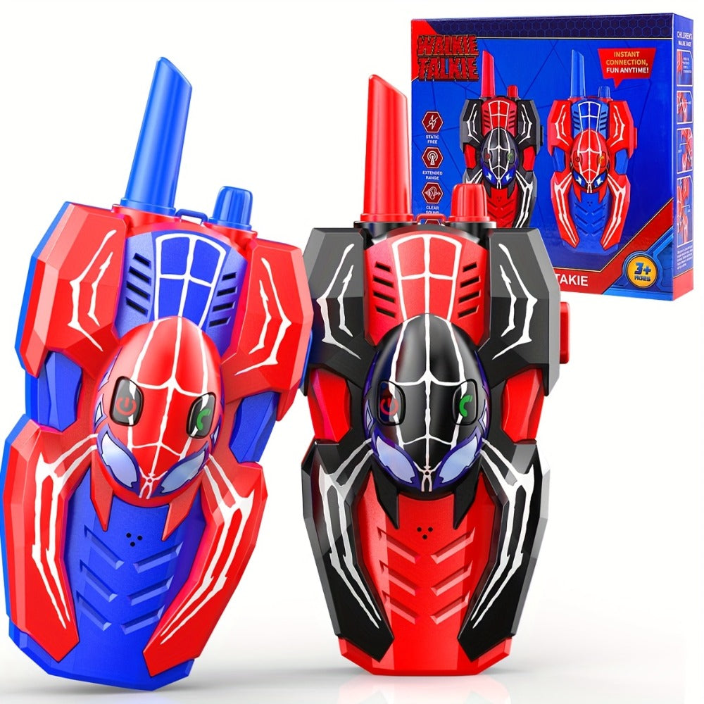 2 Packs Walkie Talkies for Kids, Spider 2-Way Radio Toys for 3 4 5 6 7 8 9 10 11 12 Boys Girls Valentine's Day Easter Back to School Halloween Christmas Birthday Thanksgiving Parent-Child Activities Gifts