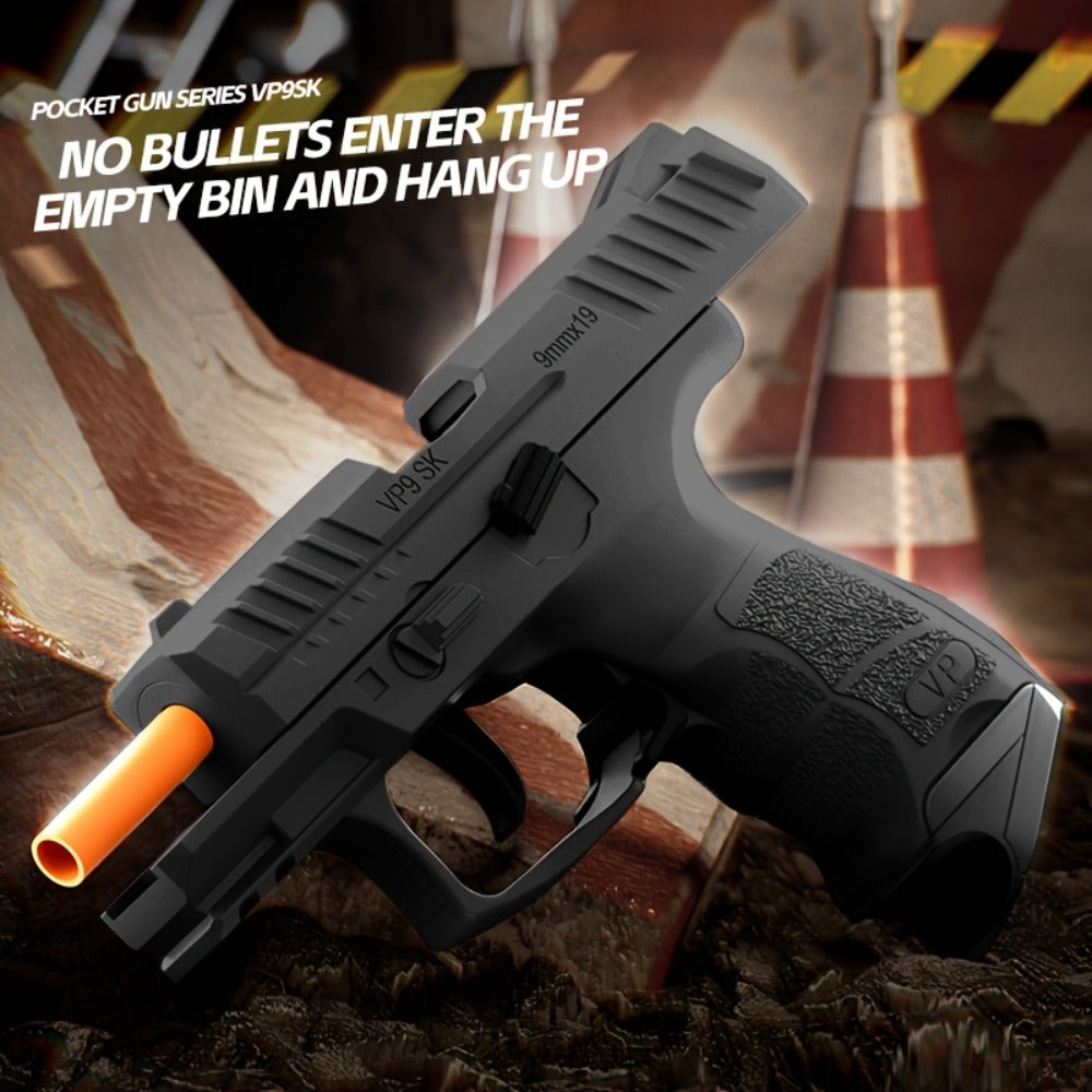 VP9 Soft Bullet Toy Gun Pistol with Shell Ejecting System – Upgraded Semi-Auto Foam Blaster for Boys, Outdoor Shooting Game, Birthday Gift for Kids Ages 6+