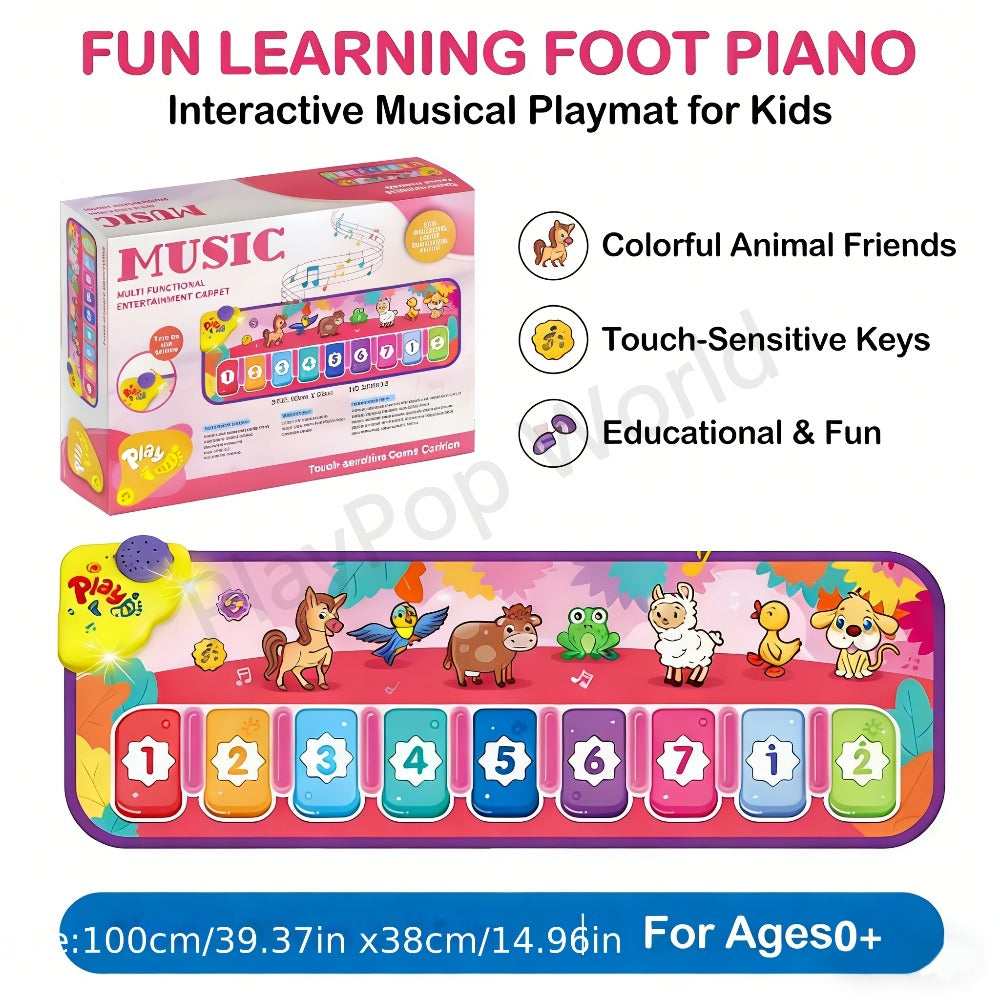 Children's Electronic Toy Farm Animal Piano Mat, Kids' Musical Carpet Play Mat, Children's Sensory Educational Learning Dance Keyboard Touch Blanket, Easter, Christmas, Birthday Gift, Suitable for 0+ Girls and Boys | Indoor/Outdoor Toy