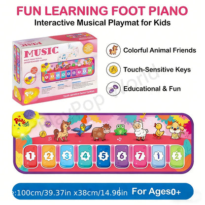 Children's Electronic Toy Farm Animal Piano Mat, Kids' Musical Carpet Play Mat, Children's Sensory Educational Learning Dance Keyboard Touch Blanket, Easter, Christmas, Birthday Gift, Suitable for 0+ Girls and Boys | Indoor/Outdoor Toy