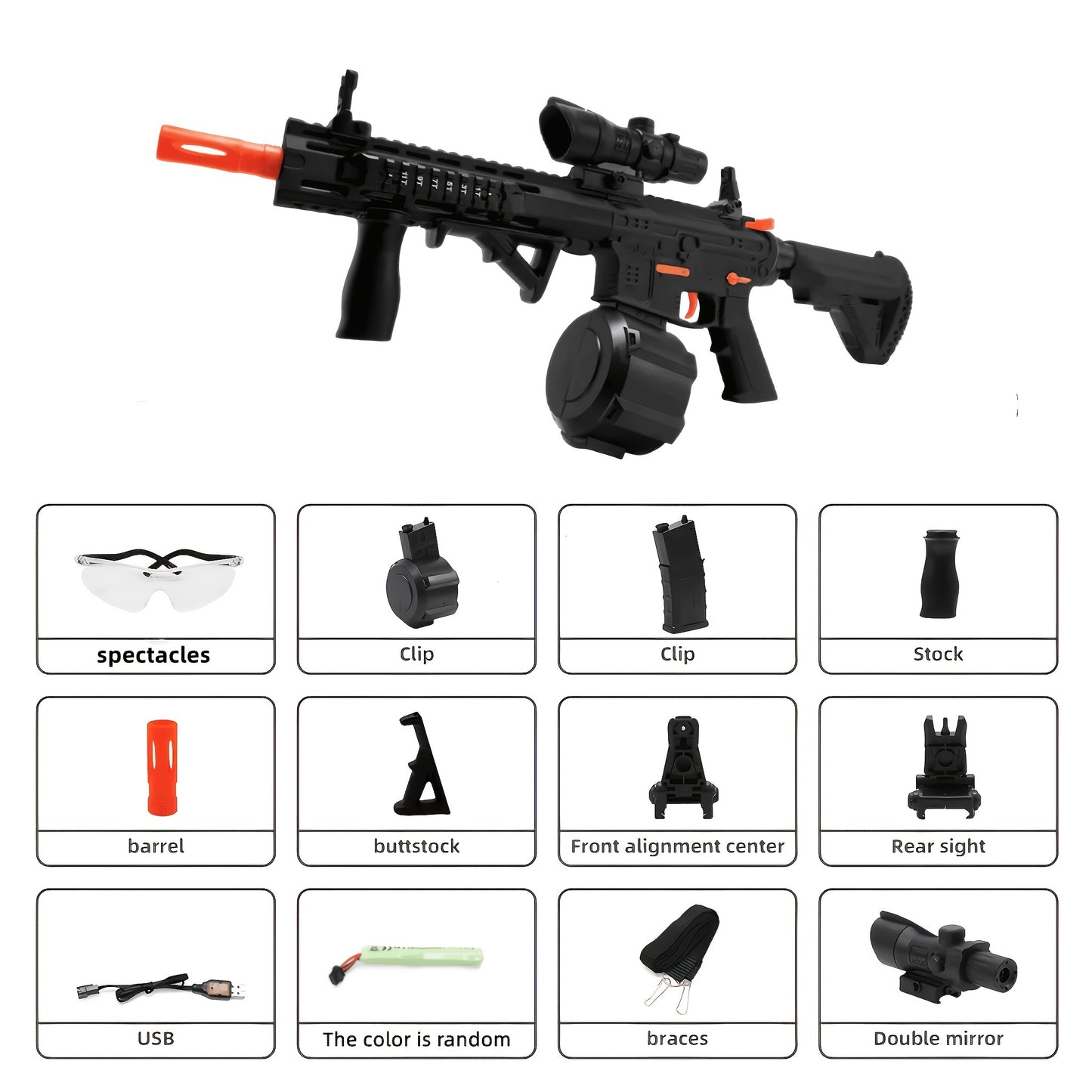 Outdoor Interactive Shooting Toy Gun, Portable Electric Gun Toy, Rechargeable Combat Toy, High-performance Cool Toy Gun, Rechargeable Splash Ball Toy, Suitable For Outdoor Activities, Shooting Games, Party Gifts. Christmas And New Year