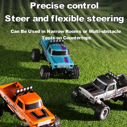 Mini RC Truck, 1:64 Scale Monster Truck Car with Lights, 2.4Ghz, Mini Alloy Monster Truck RC, Speed/Steering Adjustable