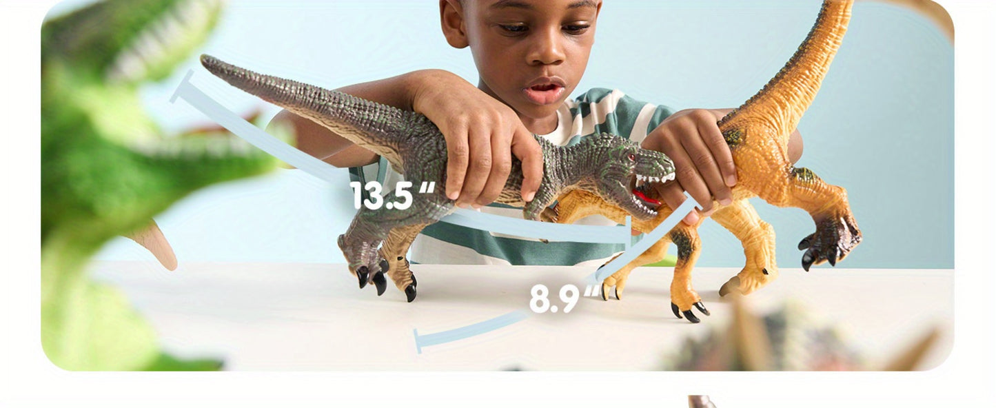 Toddler Dinosaur Figures with Educational Book – 6 Jumbo Soft Realistic Dinosaur Toys for Toddlers 1+ Years, Learning Playset for Kids, Perfect Gift for Boys & Girls, Christmas & Birthday Toys