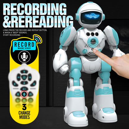 Voice Control Robot Remote Control Robo Toys Infrared RC Robots with Gesture Control LED and Voice Interactive Intelligent Warriors as Gift for Kids