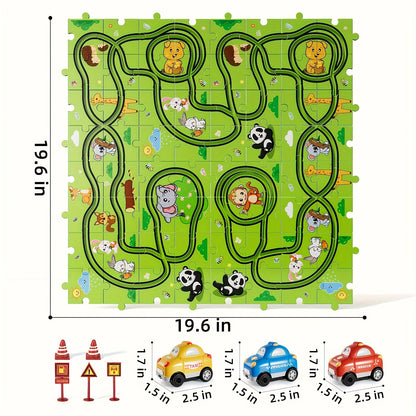 39pcs/ 56pcs/ 73pcs Jigsaw Puzzle Race Track Car Set Toys, Puzzle Tracks Car Toys Gifts for Boys Kids