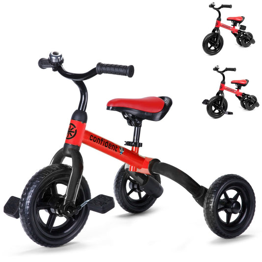 3-in-1 Foldable Toddler Tricycle Balance Bike with Detachable Pedals Training Wheels for Boys Girls Ages 2-5 Indoor Outdoor Ride On Toy Birthday Christmas Gift Blue Pink