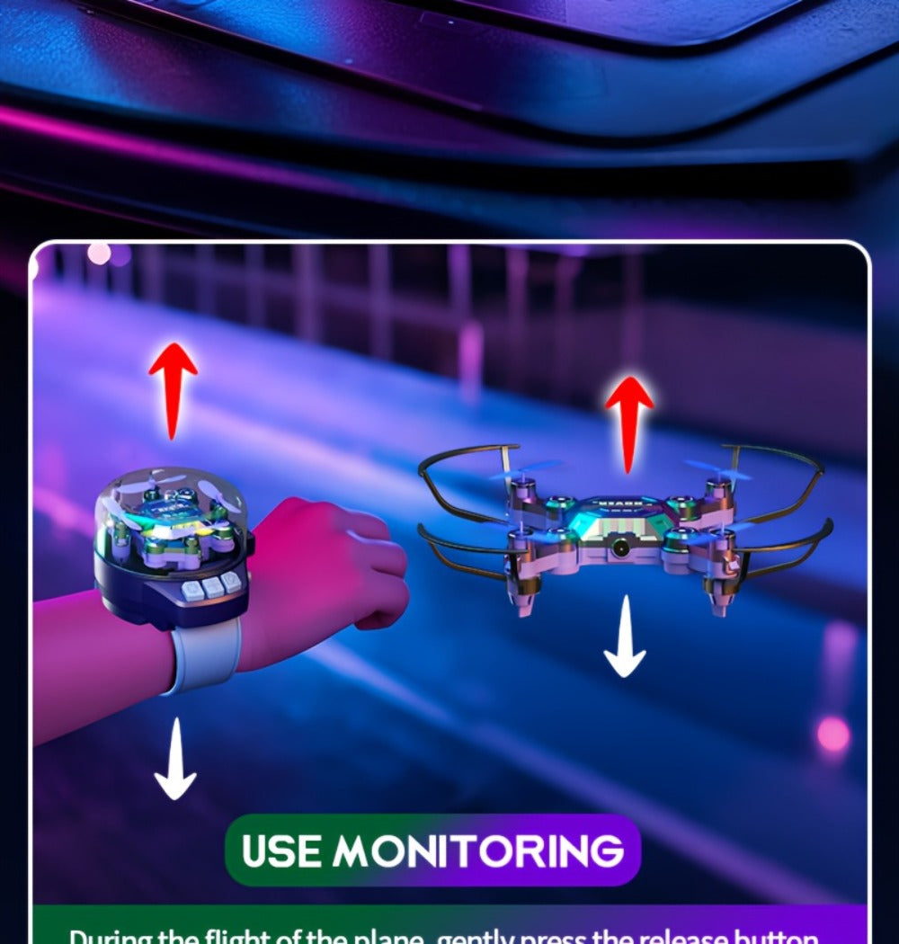 Mini RC Quadcopter with Watch-Style Storage & 2 Rechargeable Batteries – Stable Hover, Indoor Outdoor Beginner Drone, Fun Gift for Boys Girls Kids, Christmas Halloween Birthday, Blue Green Black