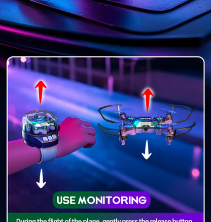 Mini RC Quadcopter with Watch-Style Storage & 2 Rechargeable Batteries – Stable Hover, Indoor Outdoor Beginner Drone, Fun Gift for Boys Girls Kids, Christmas Halloween Birthday, Blue Green Black
