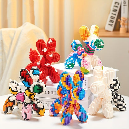 Balloon Dog Building Blocks Set – Colorful Interlocking Brick Sculpture Pop Art Home Decor Display Model for Adults Teens Art Lovers Birthday Christmas Gift 5 Colors