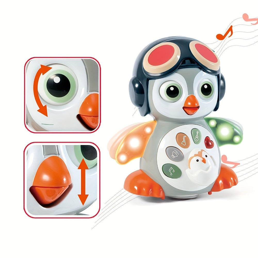 Interactive Dancing Penguin Baby Toy with Music, Lights & Crawling Motion – Infant Tummy Time Learning Toy, Sensory Light Up Musical Toy for Babies 6-12 Months, Easter Basket Stuffer & Baby Gift
