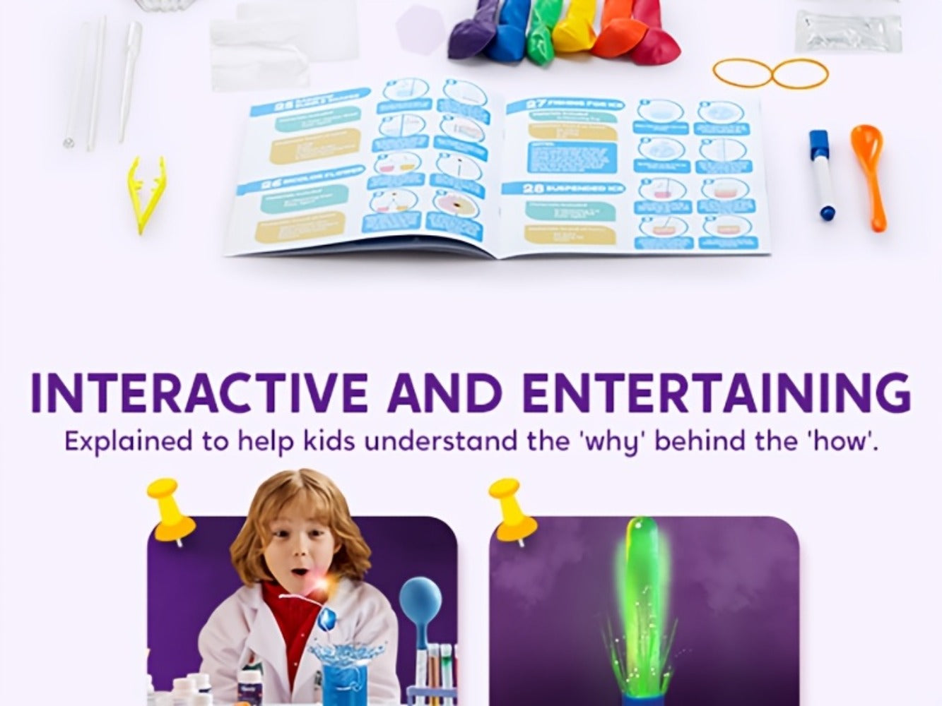 STEM Science Kit for Kids 50+ Experiments — Crystal Tree Growing Kit, Lava Lamp, Volcano Chemistry Set, Educational Science Toy Gift for Boys Girls Ages 6-12, Birthday Christmas Homeschool