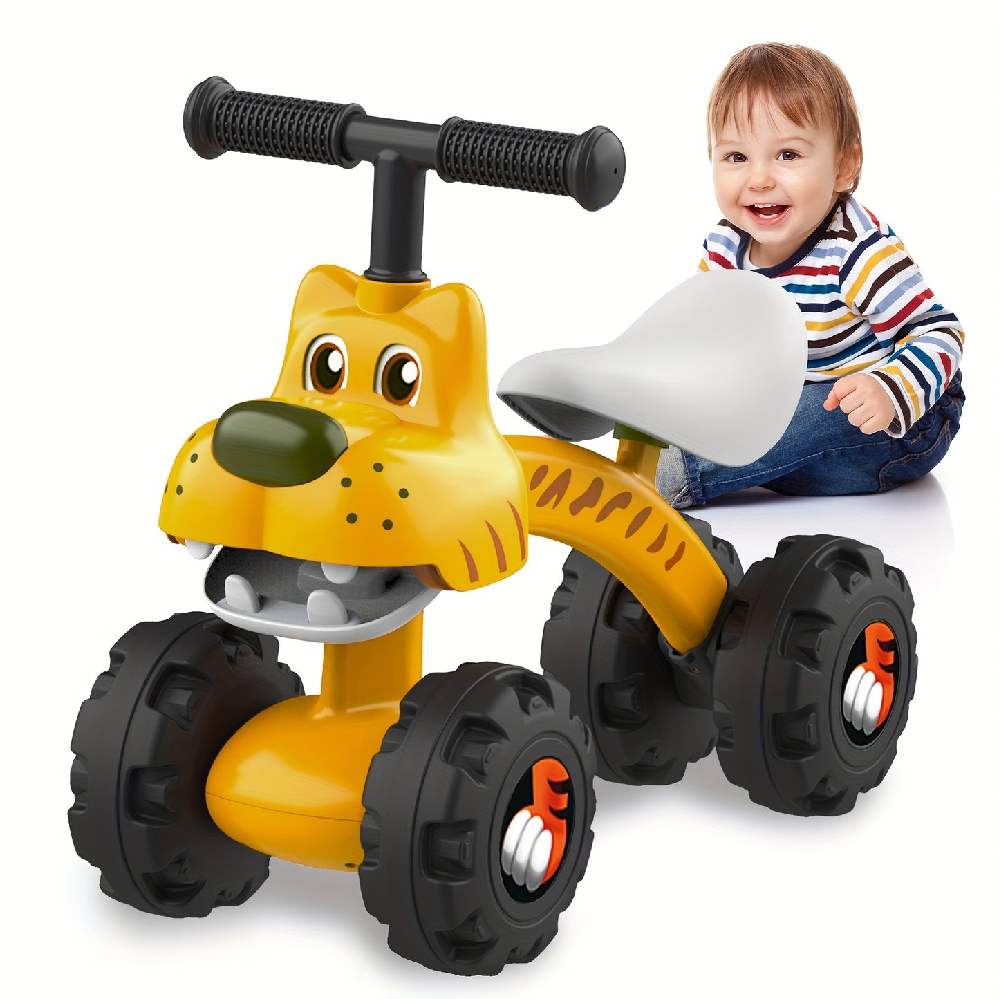 Baby Balance Bike with 4 Wheels, for Ages 10+ Months Toys Gifts, Boy/Girl Balance Bike, Toddler Best First Birthday Gifts
