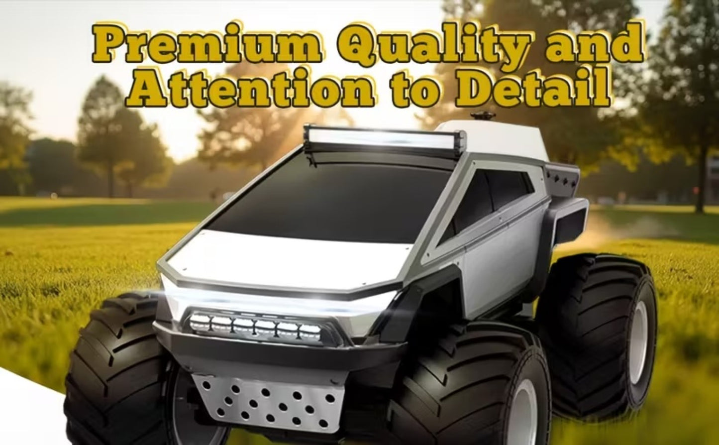 RC Monster Truck 1:12 Scale 4WD 2.4GHz All-Terrain Remote Control Car with LED Lights Sound Effects – Cybertruck & Pickup Truck Boys Gift Kids