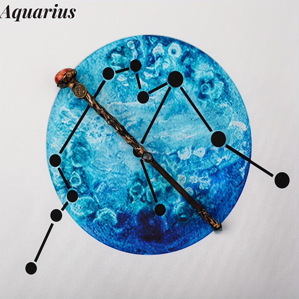 Zodiac Crystal Magic Wand with Gift Box – Handmade Astrology Wand for All 12 Signs, Cosplay Prop, Party Decor & Unique Birthday Christmas Valentine Gift for Women Men