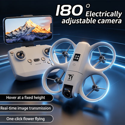 180° Rotating Dual Camera Drone with Optical Flow Positioning – Gyroscope Stabilization, 360° Roll, One-Button Takeoff Landing Calibration, Long Battery Life, RC Quadcopter for Beginners Adults