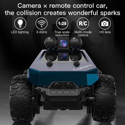 1:28 Scale RC Car Off-road Pickup Truck with 480P HD Camera, 2.4GHz App Control Virtual Reality Function RC Racing Car, 2 Rechargeable Batteries Monster Truck Toys for Adults, Adult Kids Holiday Gift