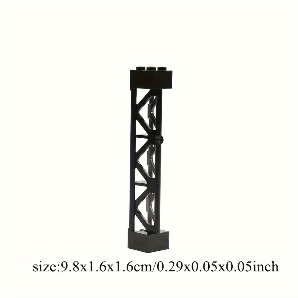Compatible Pillar Support Bricks 20pcs Black – 2x2x10 Column Rod Blocks for Train Car Girder City Models, LEGO-Compatible Parts 58827 95347, MOC Building Accessory for Kids & Adult Builders