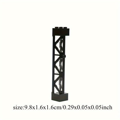 Compatible Pillar Support Bricks 20pcs Black – 2x2x10 Column Rod Blocks for Train Car Girder City Models, LEGO-Compatible Parts 58827 95347, MOC Building Accessory for Kids & Adult Builders