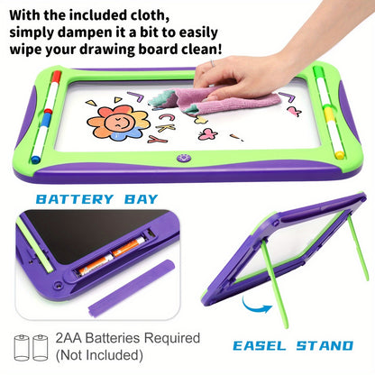 LED Light-Up Drawing Writing Doodle Board, Learning Travel Toy with 9 Double-Sided Cards, 6 Markers, Art Set, Suitable for Birthday Gifts And Christmas Gifts for Girls And Boys Aged 3-8.