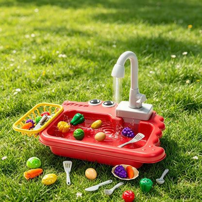 Mini Sink Toy, Play Sink with Running Water, Automatic Water Cycle System, Kids Pretend Role Play Dishwasher Toys for Boys And Girls