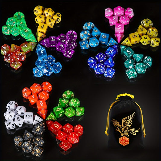 Polyhedral Dice Set 105 Pieces 15 Sets of 7 – D4 D6 D8 D10 D12 D20 in 15 Vibrant Colors with Large Drawstring Bag, for Dungeons & Dragons DND RPG MTG Pathfinder Tabletop Games, Dungeon Master Gift