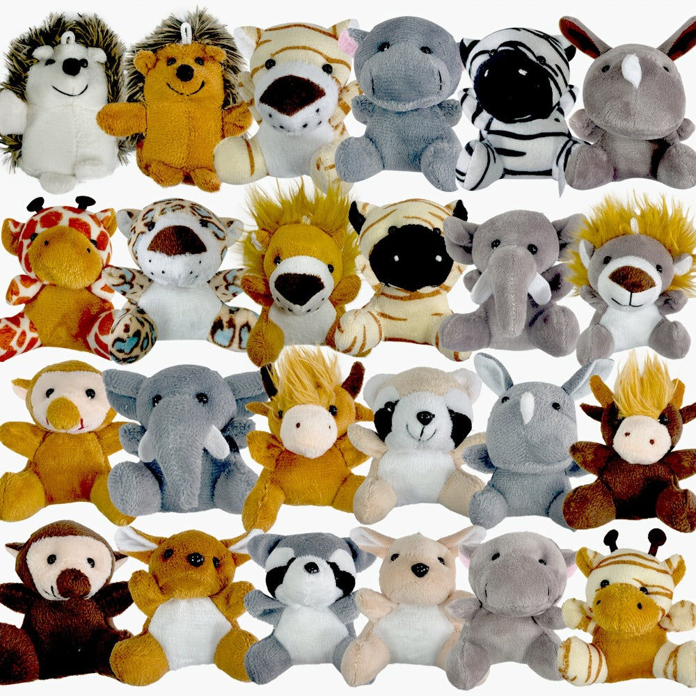Forest Animal Plush Bulk Set 12 or 24 Pack – Mini Stuffed Animals for Animal Theme Party Favors, Classroom Treasure Box Prizes, Goodie Bag Fillers, Birthday Christmas Gifts for Kids