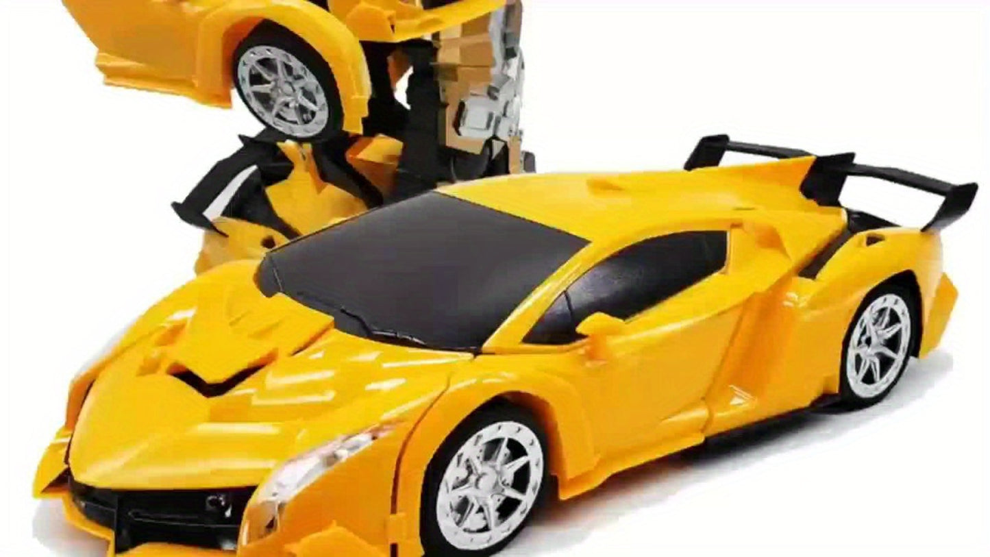 Transforming RC Stunt Car Robot for Kids – One-Button Deformation 360 Drift 2.4GHz Remote Control Toy with LED Lights Boys Gift Ages 3+ (Red/Blue/Yellow)