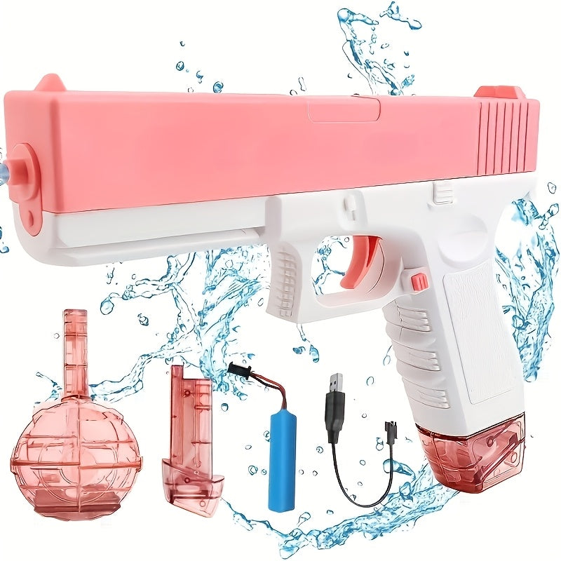 Pink/blue High-capacity Automatic Water Gun - A Long-range, Durable Toy with Dual Magazines And An Ergonomic Grip, Perfect for Summer Swimming Pools And Outdoor Entertainment, A Toy Gun