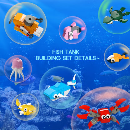 Ocean Fish Tank Building Blocks Set 501 Pcs LC8059 – LED Light Aquarium Model with Whale Shark Sea Turtle & Marine Life, DIY Desktop Decoration Night Light, Birthday Christmas Gift for Kids & Adults