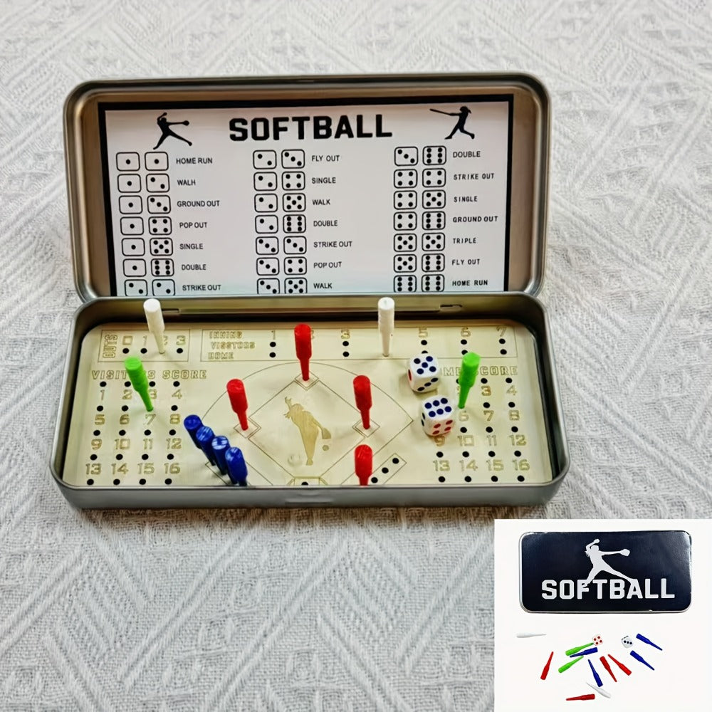 Sports Travel Board Game Set – Portable Wooden Baseball Softball Football Finger Dice Tabletop Game for Family Game Night, Parties & Kids Adults