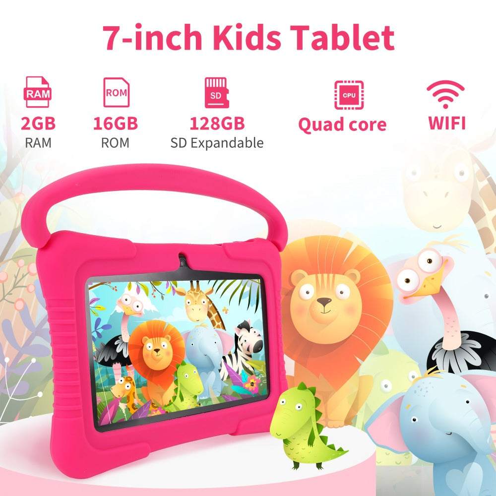 Veidoo Kids Tablet, 7 Inch Android Tablet PC, 2GB RAM 16GB ROM, Safety Eye Protection Screen, WiFi, Dual Camera, Games, Parental Control APP, Tablet with Silicone Case1