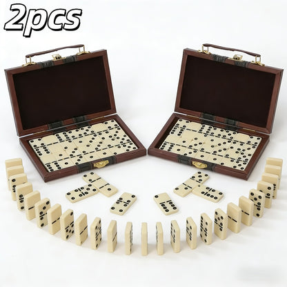 Double 6 Domino Set with Storage Case & Metal Spinner - 28 Tiles Classic Black Domino Game for Adults Kids Family | Premium Packaging 1 or 2 Pack | Holiday Christmas Thanksgiving Birthday Gift