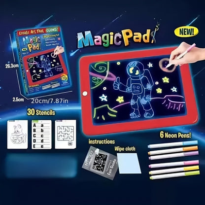 Light Up Drawing Board for Kids LED Doodle Art Set with Colorful Markers & 30 Cards Ages 3-8 – Battery-Powered Glow Writing Board | Birthday Christmas Travel Activity Gift for Boys & Girls